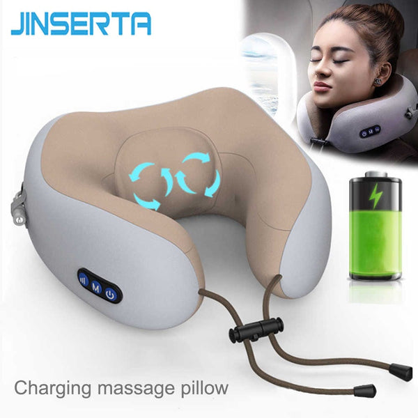 Jinserta USB Neck Cushion Massager – Portable Heating & Kneading Pillow