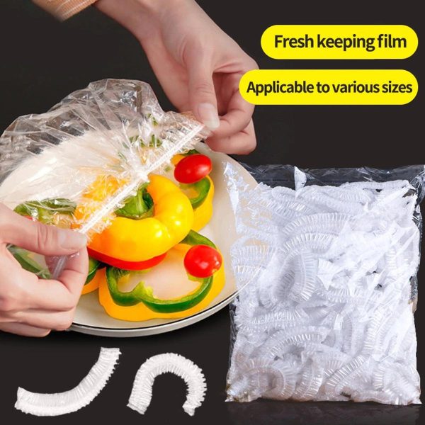 100pcs Stretchable Plastic Food Covers – Disposable Transparent Wrap